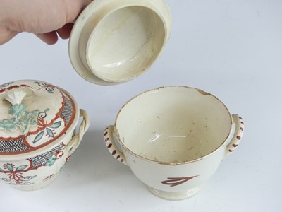 Lot 2071 - A Leeds creamware sucrier, circa 1770, the lid...