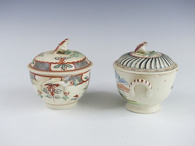 Lot 2071 - A Leeds creamware sucrier, circa 1770, the lid...