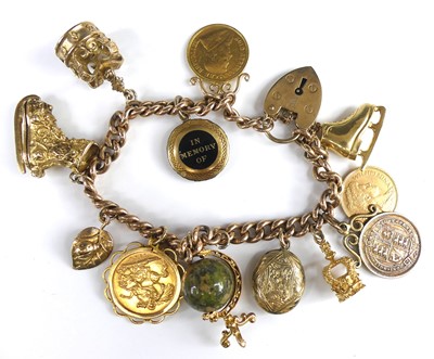 Lot 2695 - A 9ct rose gold curblink bracelet, with...