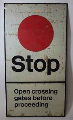 Lot 64 - British Rail level crossing sign in white with...