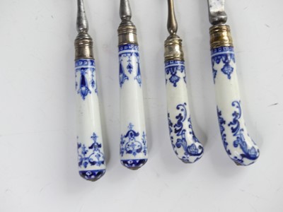 Lot 2086 - Three St Cloud blue and white porcelain forks...