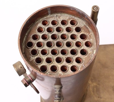 Lot 17 - A large brass and copper stationary boiler,...