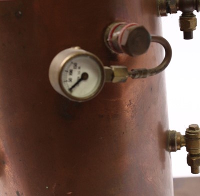 Lot 17 - A large brass and copper stationary boiler,...