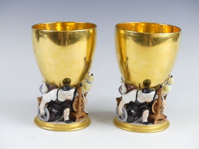 Lot 2095 - A pair of Berlin KPM porcelain goblets, 19th...