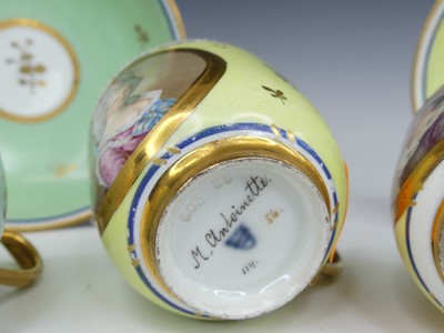 Lot 2098 - A set of three Vienna porcelain tea cups and...