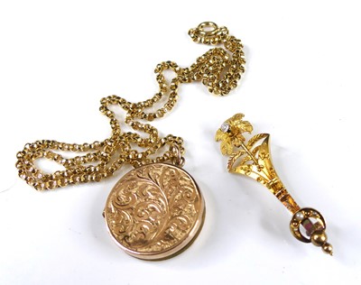 Lot 2706 - A late Victorian 15ct gold pin brooch,...