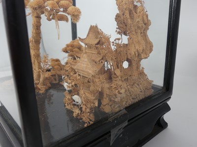 Lot 3 - A 20th century Chinese cork diorama of pagodas...