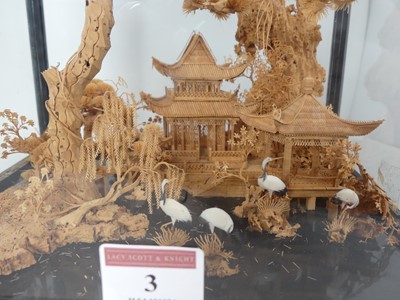 Lot 3 - A 20th century Chinese cork diorama of pagodas...