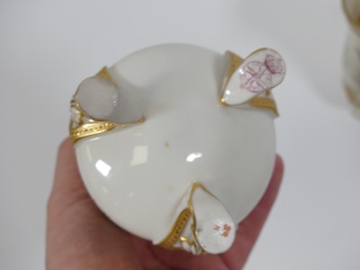 Lot 43 - A pair of Worcester vases, each enamel...