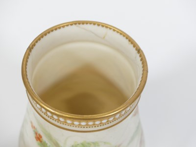 Lot 43 - A pair of Worcester vases, each enamel...