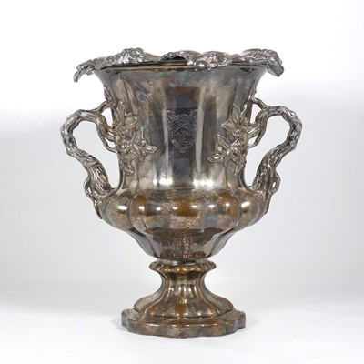 Lot 278 - A Sheffield plated wine cooler, relief...
