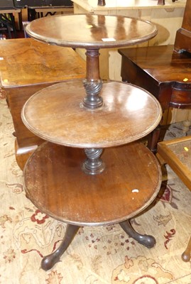 Lot 1231 - A 19th century mahogany circular three-tier...