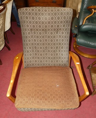 Lot 1339 - A 1960s stained beech framed and fabric...