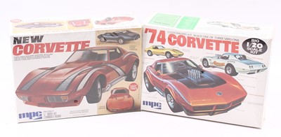 Lot 749 - M.P.C 1.20 scale Corvette kits, 1-7430 1974...
