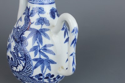 Lot 2 - A Chinese blue and white “dragon” ewer, Qing...