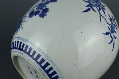 Lot 4 - A Chinese blue and white ovoid jar with cover,...