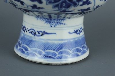 Lot 5 - A Chinese blue and white stem bowl with cover,...