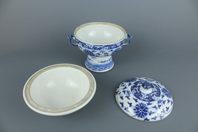 Lot 5 - A Chinese blue and white stem bowl with cover,...