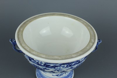 Lot 5 - A Chinese blue and white stem bowl with cover,...