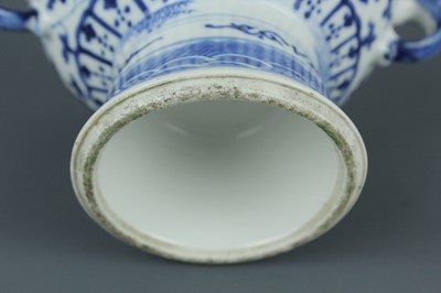 Lot 5 - A Chinese blue and white stem bowl with cover,...