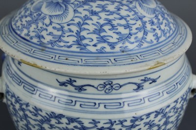 Lot 209 - A Chinese blue and white ”scrolling lotus“ jar...