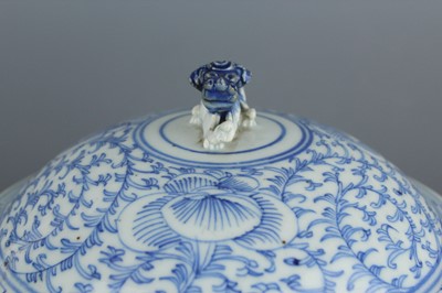 Lot 209 - A Chinese blue and white ”scrolling lotus“ jar...