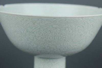 Lot 9 - A Chinese “scrolling lotus” stem bowl and stem...