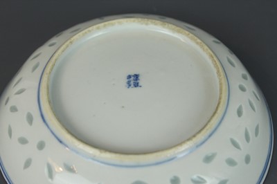 Lot 202 - Two sets of Chinese rice grain pattern teacups...