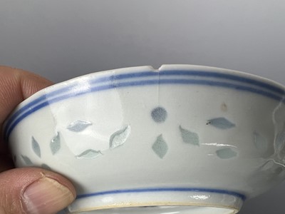 Lot 202 - Two sets of Chinese rice grain pattern teacups...
