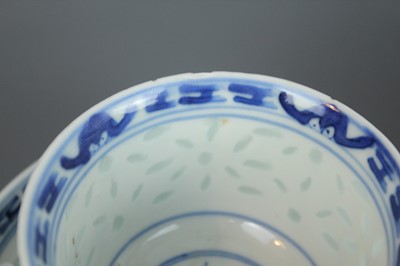 Lot 202 - Two sets of Chinese rice grain pattern teacups...