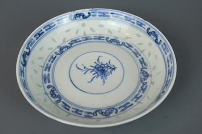 Lot 202 - Two sets of Chinese rice grain pattern teacups...