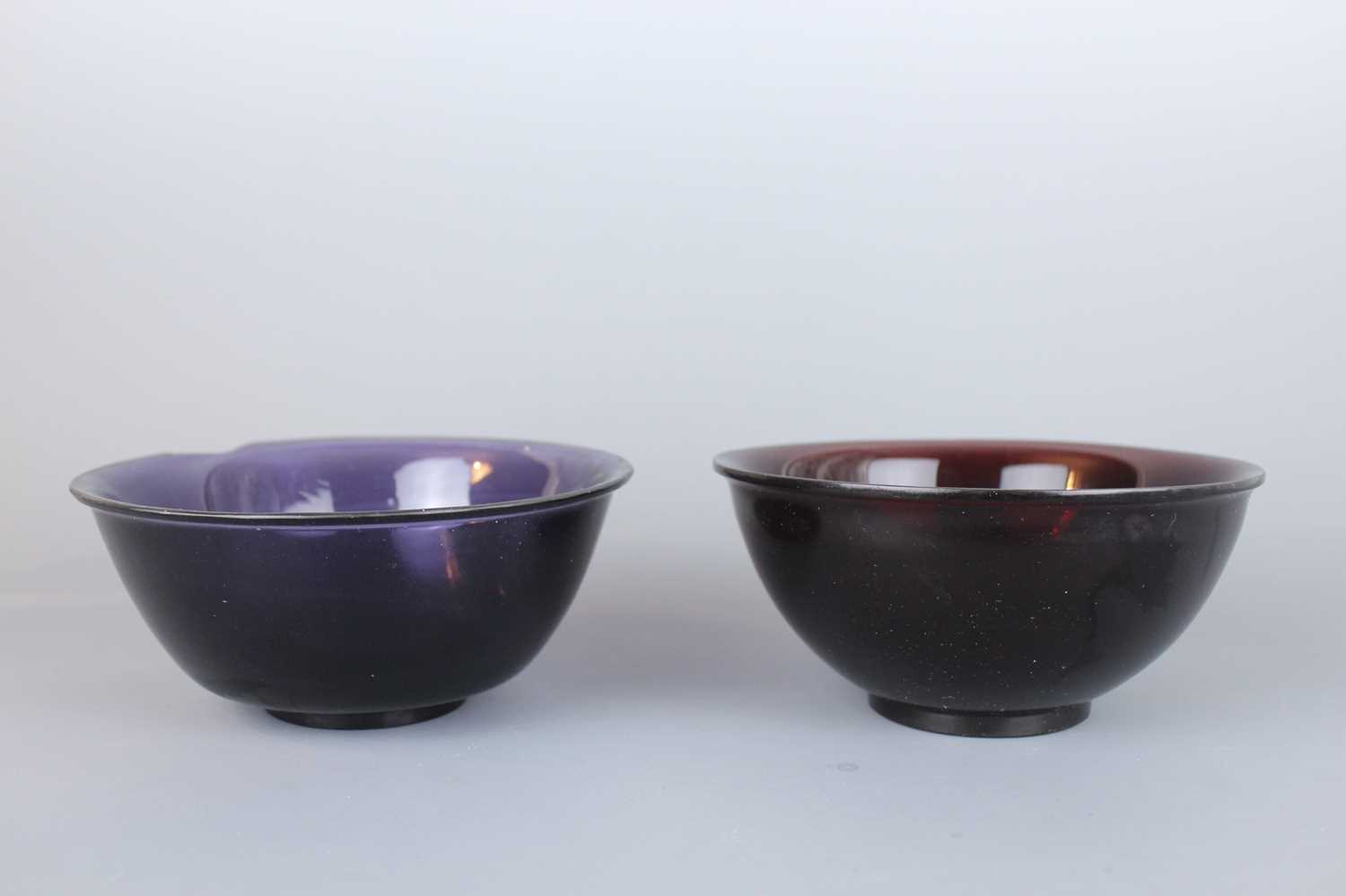Lot 25 - Two Chinese Peking glass bowls, 20th century....