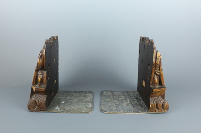 Lot 32 - A rare pair of Chinese wooden bookends, Qing...