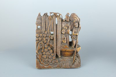 Lot 32 - A rare pair of Chinese wooden bookends, Qing...