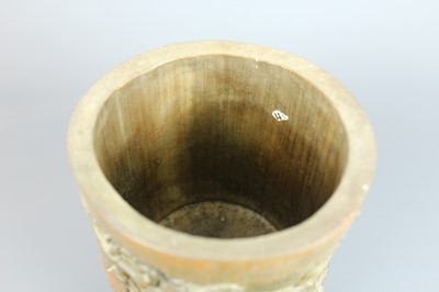 Lot 38 - A Chinese carved bamboo brush pot, Qing...