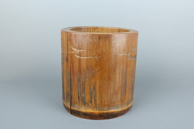Lot 39 - A Chinese carved bamboo brush pot, Qing...