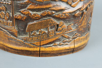 Lot 39 - A Chinese carved bamboo brush pot, Qing...