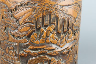 Lot 39 - A Chinese carved bamboo brush pot, Qing...