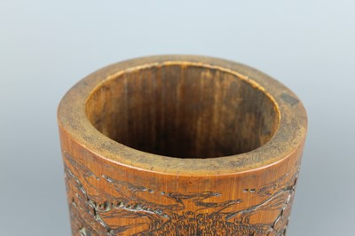 Lot 39 - A Chinese carved bamboo brush pot, Qing...