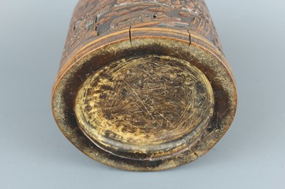 Lot 39 - A Chinese carved bamboo brush pot, Qing...