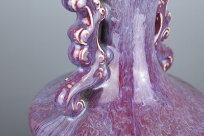 Lot 58 - A Chinese flambé-glazed vase with two handles,...