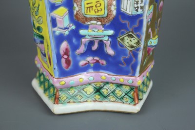Lot 69 - A Chinese famille rose conjoined vase with two...