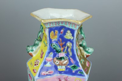 Lot 69 - A Chinese famille rose conjoined vase with two...