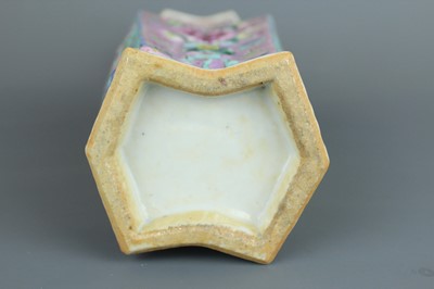 Lot 69 - A Chinese famille rose conjoined vase with two...