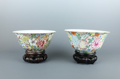 Lot 72 - Two Chinese famille rose “hundred flowers”...