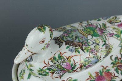 Lot 88 - A Chinese Canton famille rose “duck” tureen...