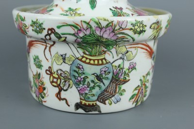Lot 88 - A Chinese Canton famille rose “duck” tureen...