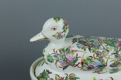 Lot 88 - A Chinese Canton famille rose “duck” tureen...
