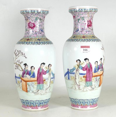 Lot 90 - A pair of Chinese famille rose "ladies" vases,...