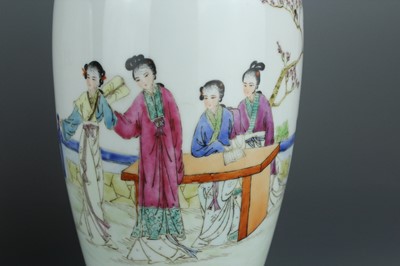Lot 90 - A pair of Chinese famille rose "ladies" vases,...